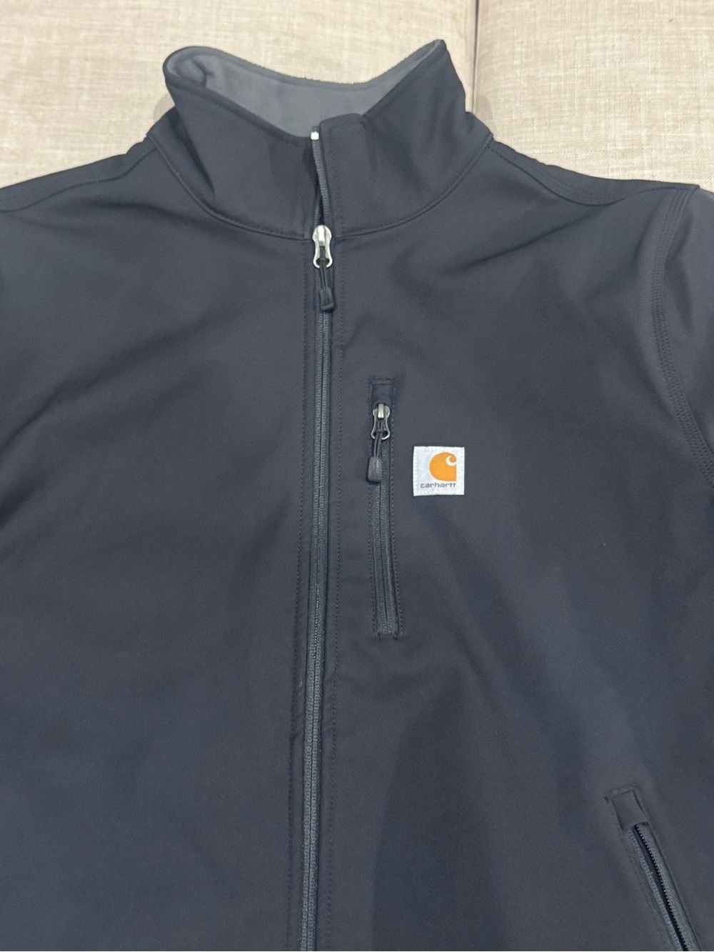 Carhartt Black Full-Zip Softshell Jacket with Chest Logo Patch